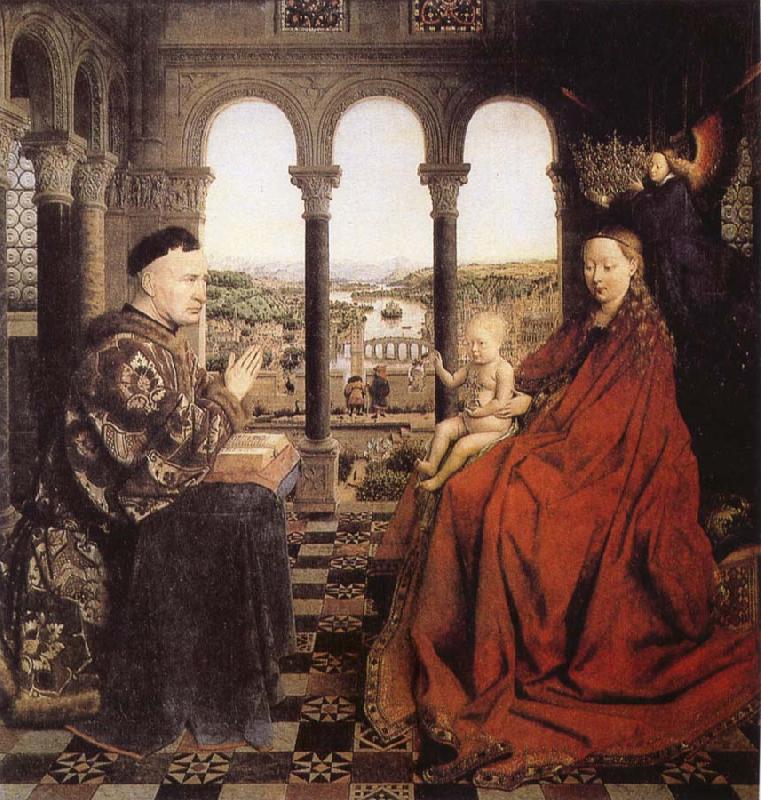 EYCK, Jan van The Virgin of Chancellor Rolin oil painting image